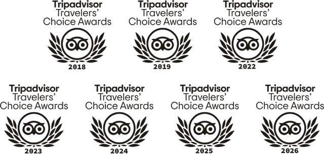 Tripadvisor Travelers’ Choice Awards: 2018, 2019, 2022, 2023, 2024, 2025, 2026